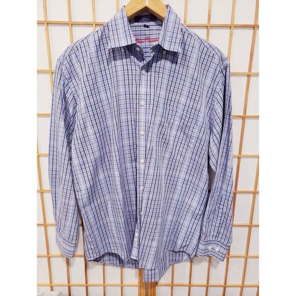 Alan Flusser Button Up Plaid Multicolor Shirt Men Medium Long Sleeve 100% Cotton - Picture 1 of 8